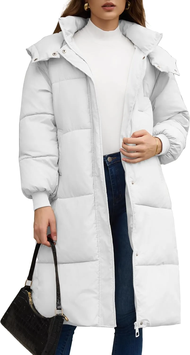 Women's Long Down Jacket Winter Coats Puffer Jacket Womens Quilted Jackets Hooded with Deep Pockets Warm