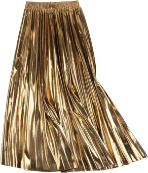 Women's Midi Skirts Casual Glossy Pleated Elastic High Waisted Party Event Site Long Skirts