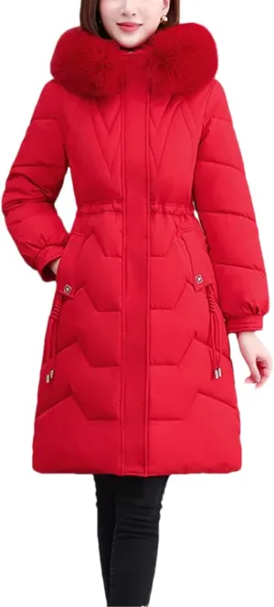 Women's Parkas Down Cotton Jacket Solid Hooded Mid Long Cotton Padded Jacket Female Warm Winter Jacke Coats