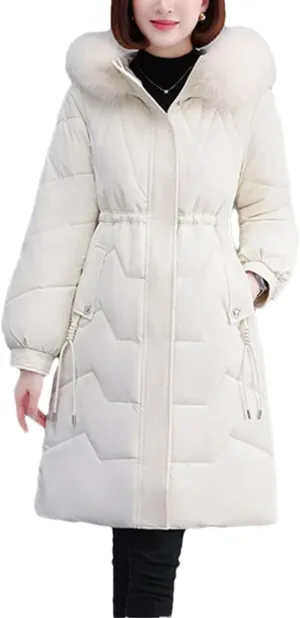 Women's Parkas Down Cotton Jacket Solid Hooded Mid Long Cotton Padded Jacket Female Warm Winter Jacke Coats