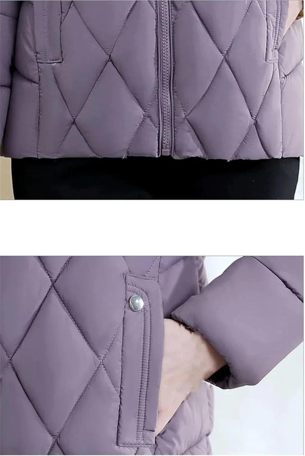 Women's Plush Lapel Short Warm Cotton-Padded Jacket Loose Classic Spliced Parka Coat