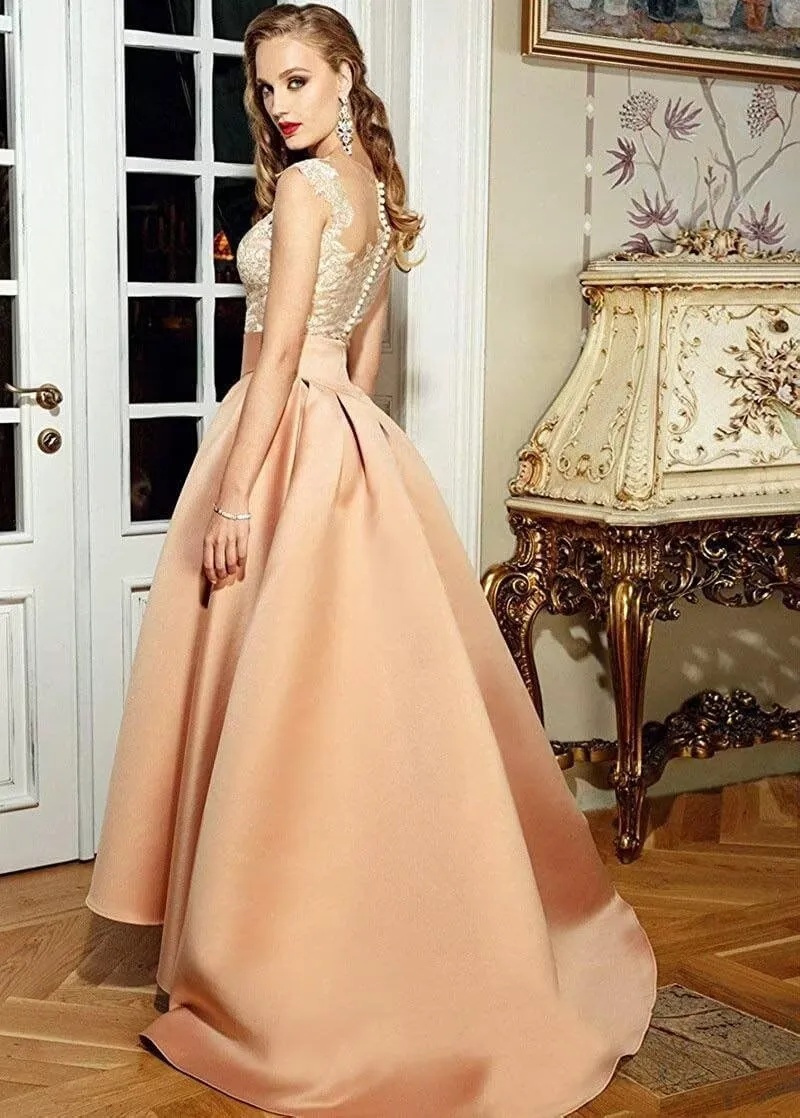 Womens Satin Dresses Pleated Skirts Maxi A Line High Waist Elegant Prom Gown
