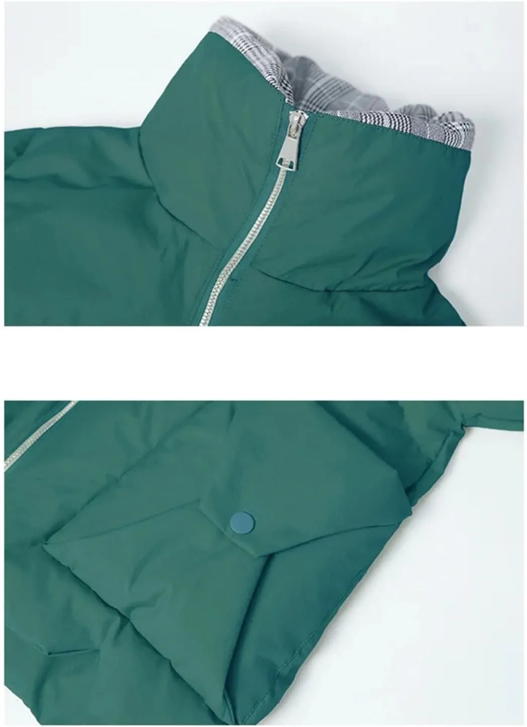 Women's Short Splicing Lapel Cotton-Padded Jacket Classic Quilted Pockets Zipper Parka Coat