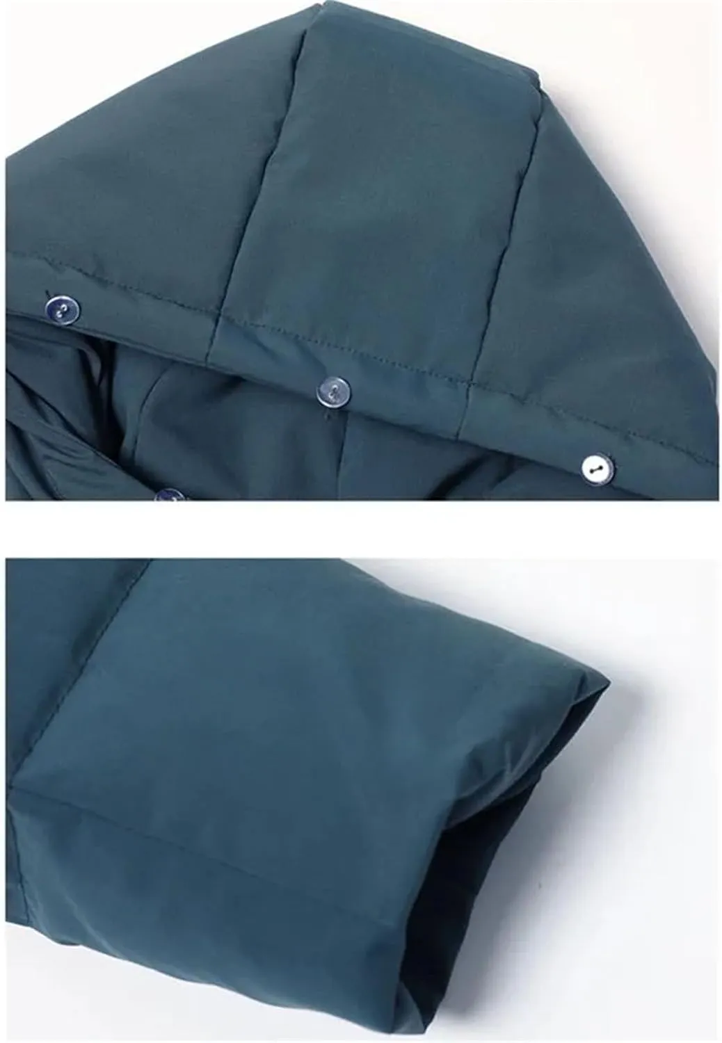 Women's Solid Plush Hooded Cotton-Padded Jacket Classic Stripe Pockets Parka Coat