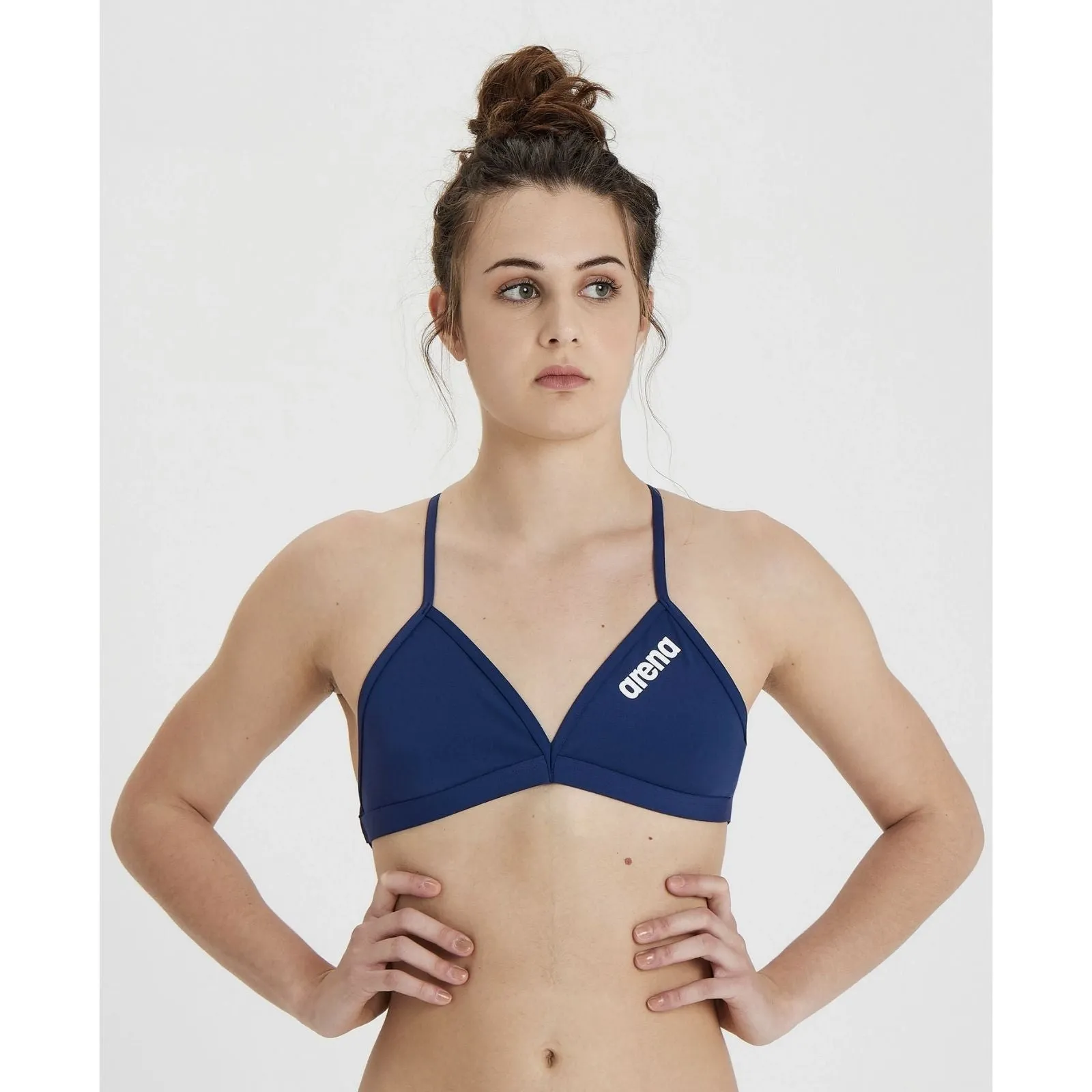 WOMEN'S SOLID TIE BACK BIKINI TOP - NAVY