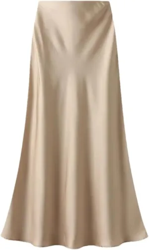 Women's Summer High Waisted Slim Elegant Satin Skirt Elastic Waist Mid-Length Party Wedding Skirts