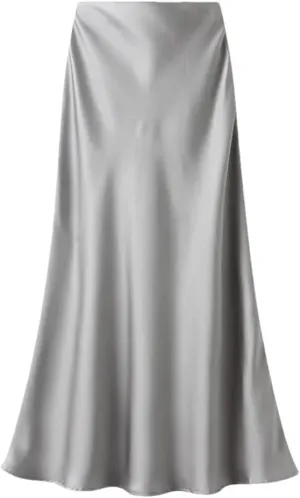 Women's Summer High Waisted Slim Elegant Satin Skirt Elastic Waist Mid-Length Party Wedding Skirts