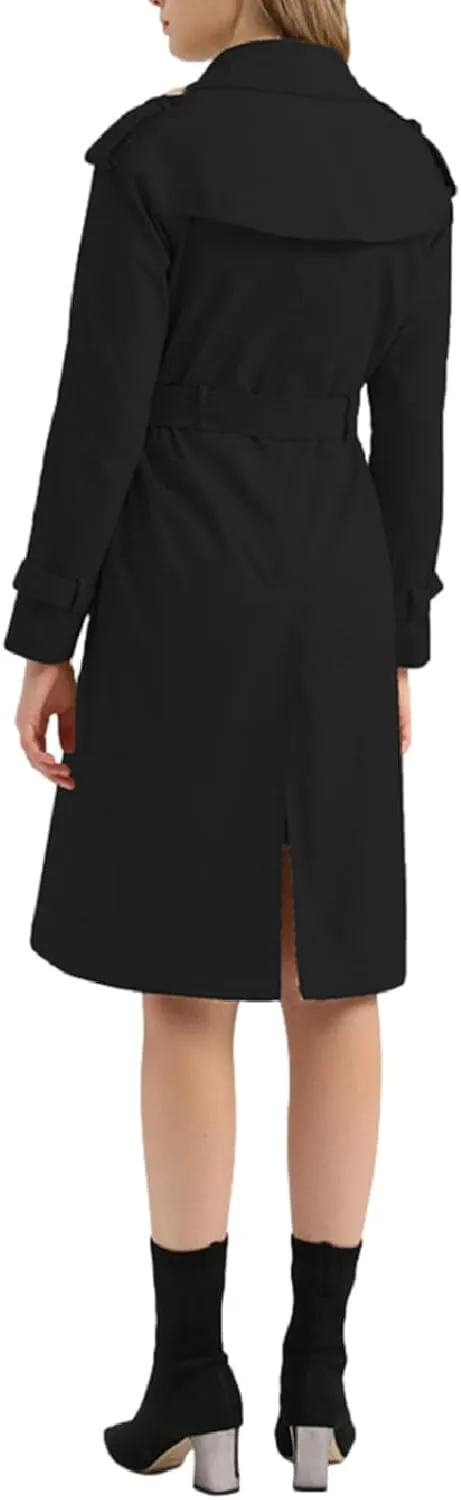 Women's Trench Coats Double Breasted Overcoat Belted Outerwear Jacket