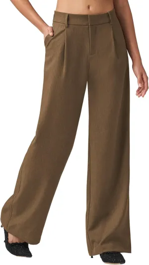 Women's Wide Leg Work Dress Pants High Waisted Casual Slacks Business Office Pants with Pockets 29"/31"