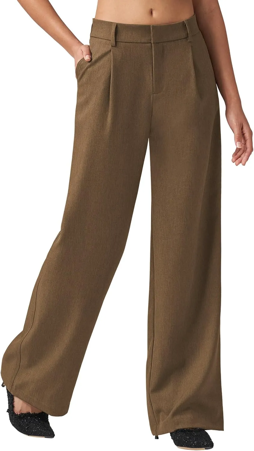 Women's Wide Leg Work Dress Pants High Waisted Casual Slacks Business Office Pants with Pockets 29"/31"