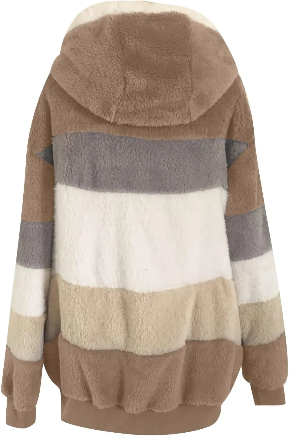 Women's Winter Coats Casual Fleece Jacket Sherpa Fuzzy Faux Shearling Coat Warm Hooded Zip Up Fuzzy Overcoat Outwear
