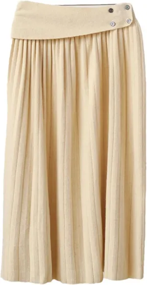 Women's Wool Knitted Skirt Office Pleated Stretch High Waist Solid Color Casual Midi Skirts