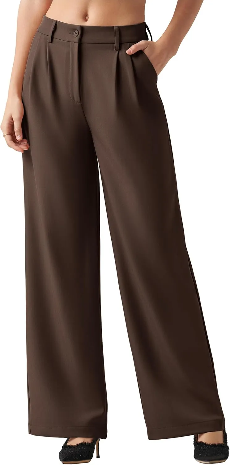 Women's Work Pants Wide Leg 2025 Dress Pants Casual Slacks Office Pants High Waisted with Pockets 28"/30"/32"