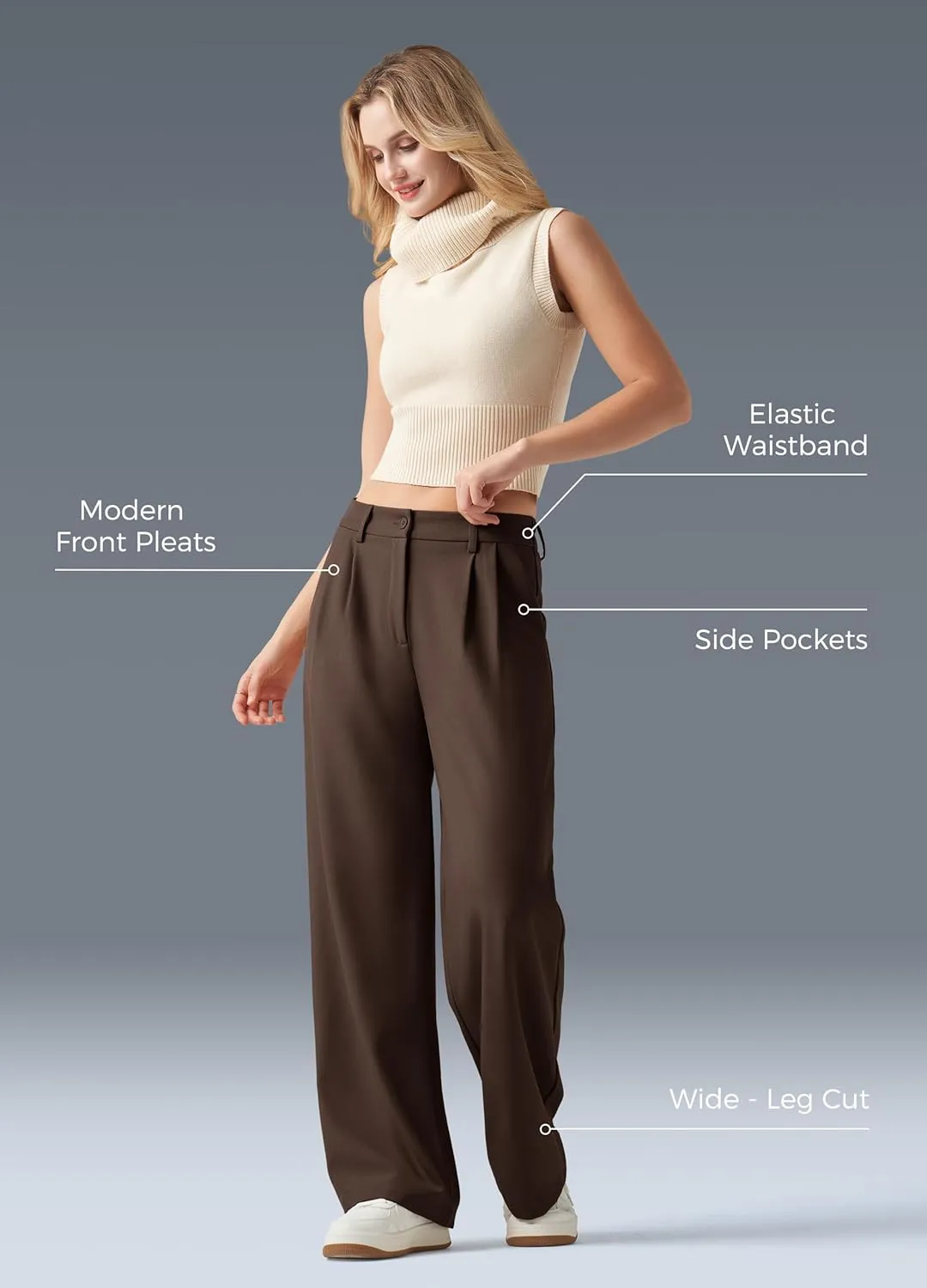Women's Work Pants Wide Leg 2025 Dress Pants Casual Slacks Office Pants High Waisted with Pockets 28"/30"/32"