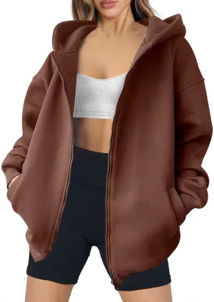 Womens Zip Up Y2K Hoodie Dressy Casual Long Sleeve Shacket Classic Loose Fit Shirt Fall Winter Jackets with Pockets
