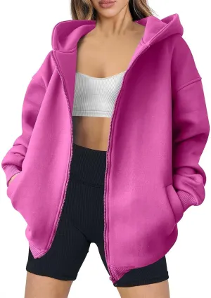 Womens Zip Up Y2K Hoodie Dressy Casual Long Sleeve Shacket Classic Loose Fit Shirt Fall Winter Jackets with Pockets