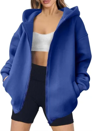 Womens Zip Up Y2K Hoodie Dressy Casual Long Sleeve Shacket Classic Loose Fit Shirt Fall Winter Jackets with Pockets