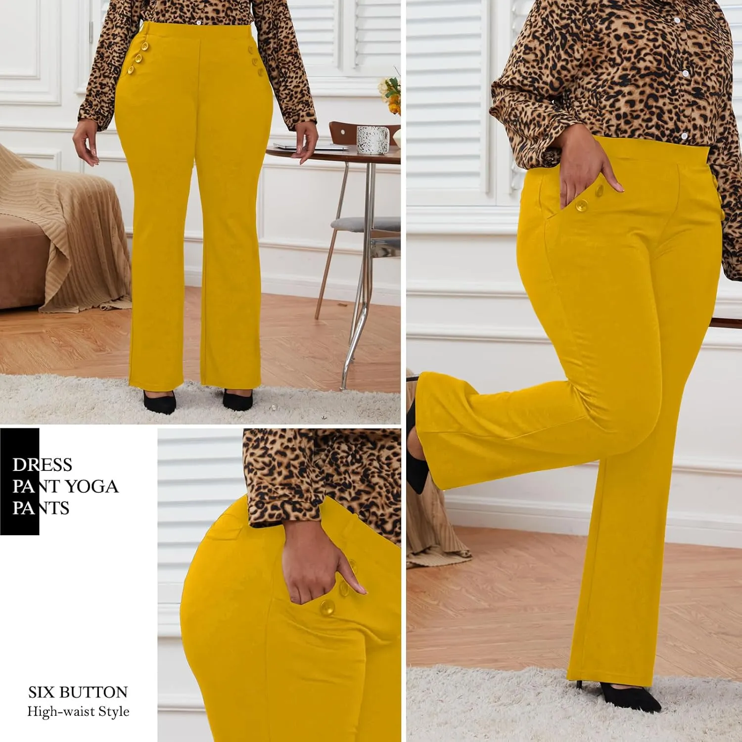 Wrinkle-Free Stretch Dress Pants Plus Size for Women Pull-on Pant Ease into Comfort Office Pant
