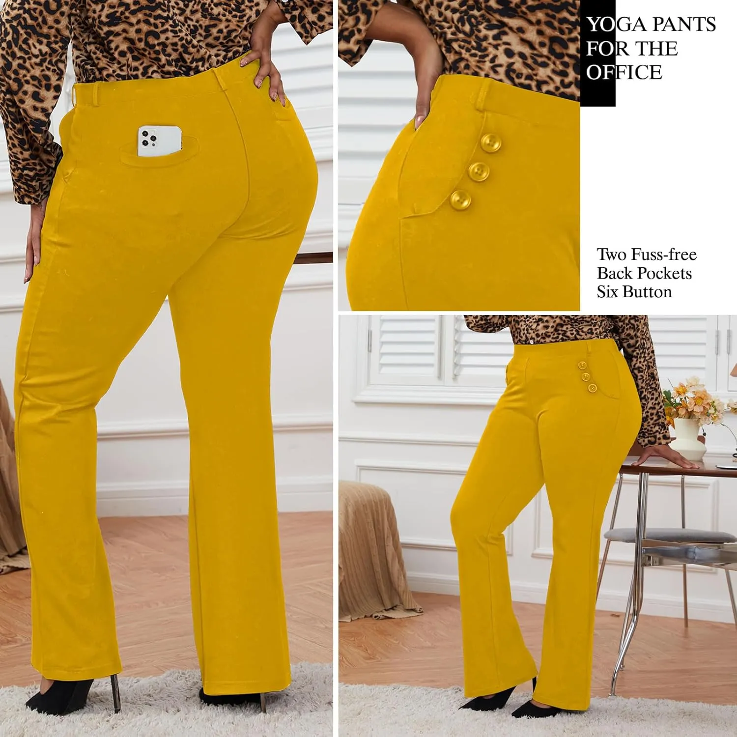 Wrinkle-Free Stretch Dress Pants Plus Size for Women Pull-on Pant Ease into Comfort Office Pant