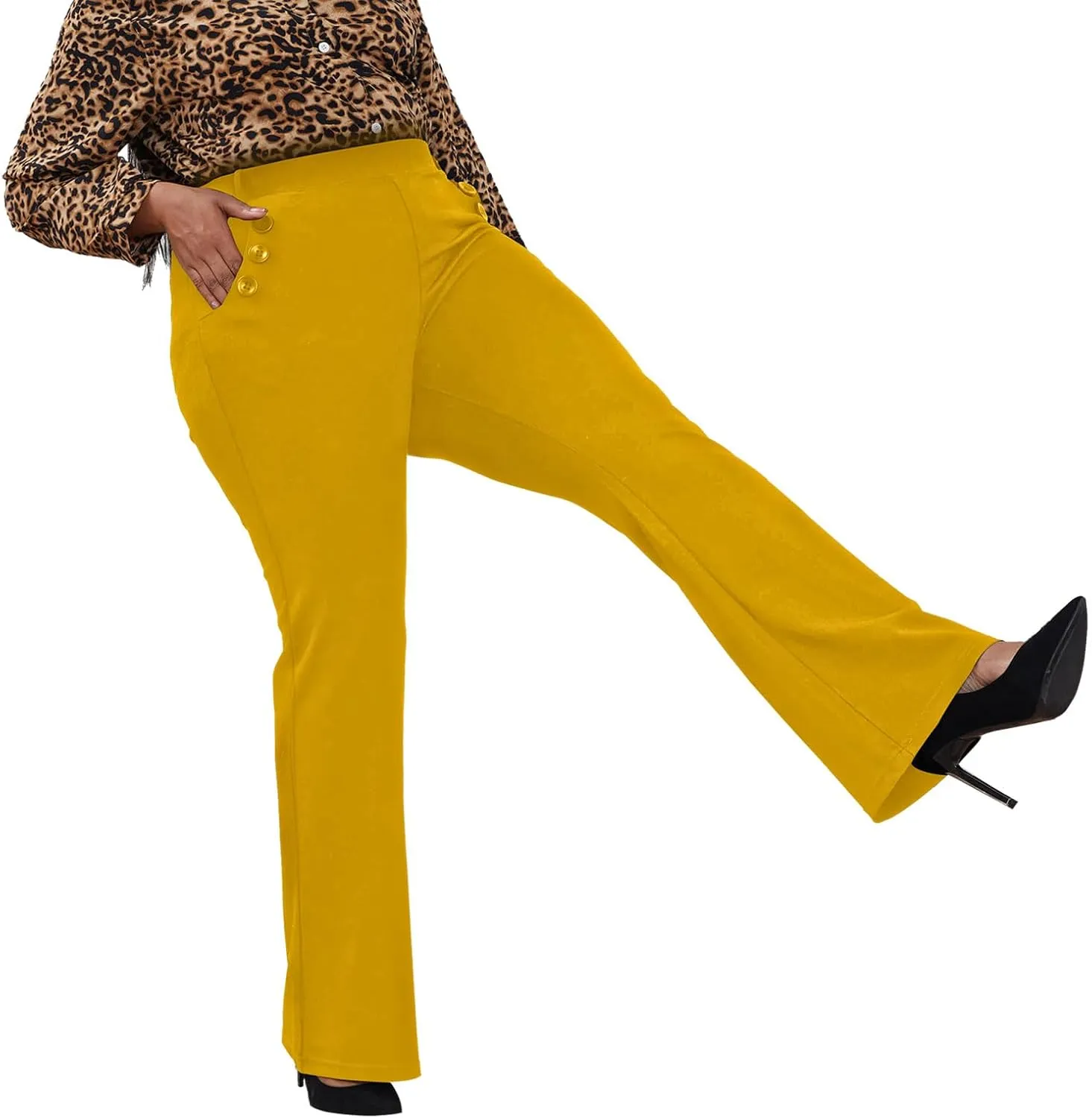 Wrinkle-Free Stretch Dress Pants Plus Size for Women Pull-on Pant Ease into Comfort Office Pant