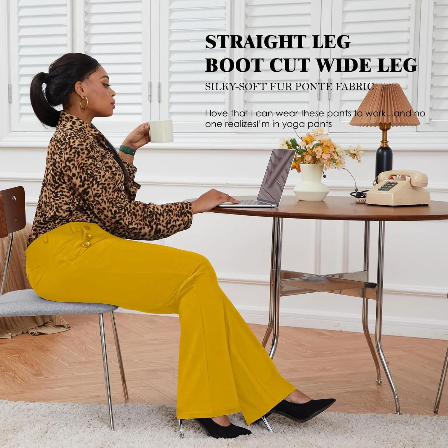 Wrinkle-Free Stretch Dress Pants Plus Size for Women Pull-on Pant Ease into Comfort Office Pant